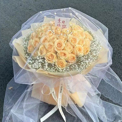 邵阳52朵香槟玫瑰满天星，你就是我的全部
