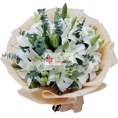 邵阳9支白色多头百合，祝福你幸福